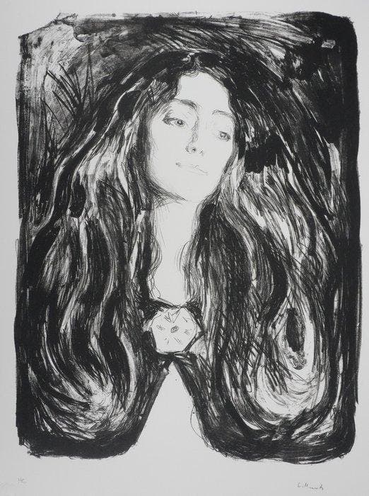 Edvard Munch (1863-1944) - Broche, Eva Mudocci, Antiquités & Art, Antiquités | Autres Antiquités