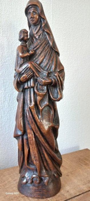Beeld, Madonnabeeld 19e eeuw - 49 cm - Eik, Antiek en Kunst