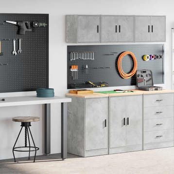 vidaXL Garagekasten 2 st bewerkt hout betongrijs, Verzenden