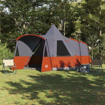 vidaXL Teepee Tent 8-Persoon 8-persoons Grijs en Oranje, Verzenden, Nieuw
