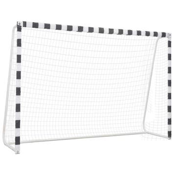 vidaXL Voetbaldoel 300x200x90 cm metaal zwart en wit, Verzenden, Nieuw