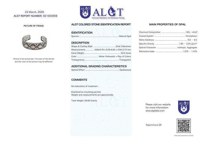 Zonder minimumprijs - Armband Zilver - Opal - Gecertificeerd, Handtassen en Accessoires, Armbanden