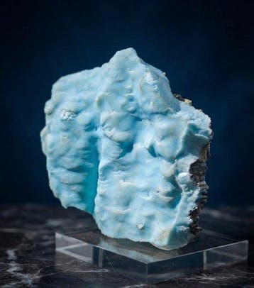 Blauwe aragoniet Kristallen op matrix - Hoogte: 10 cm -
