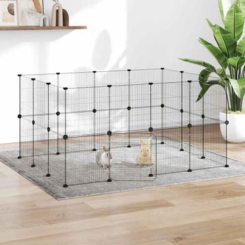 vidaXL Huisdierenkooi met deur 28 panelen 35x35 cm staal, Verzenden, Nieuw