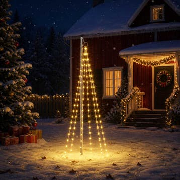 vidaXL Kerstboomverlichting met grondspies en vlaggenmast, Verzenden, Nieuw