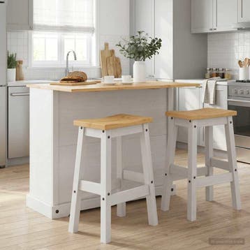vidaXL Keuken eiland set 3 st CORONA Wit en Honingwas, Huis en Inrichting, Verzenden, Nieuw
