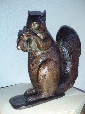Figuur - Squirrel - 25 cm - Gepatineerd brons