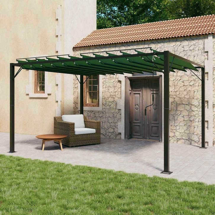 vidaXL Gazebo met louvrezend dak Groen 3 x 4 x 2,14 m, Tuin en Terras, Partytenten, Nieuw, Verzenden