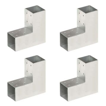 vidaXL Paalverbindingen 4 st L-vorm 71x71 mm gegalvaniseerd, Verzenden