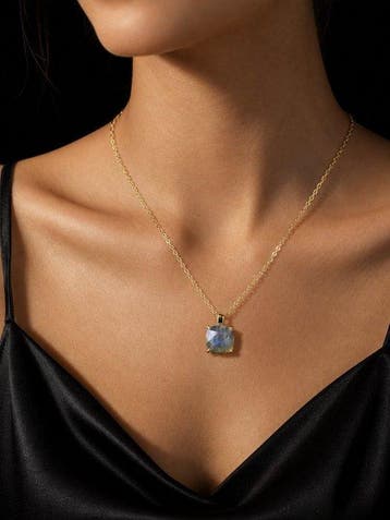 labradoriet Ketting van 925 sterlingzilver | 14K goud