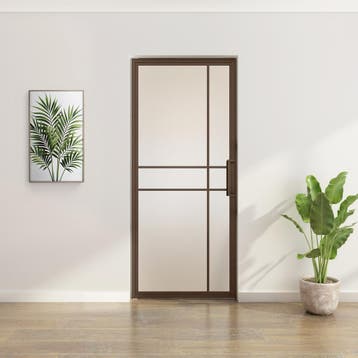 OUTLET: Stalen taatsdeur Brons 6 Vlaks Mat glas Luxe design, 80 tot 100 cm, Overige typen, Nieuw, Metaal
