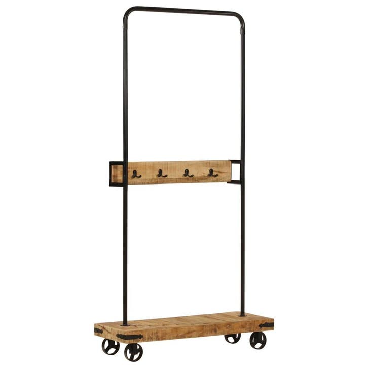 vidaXL Kledingrek met wieltjes 90x35x190 cm massief, Huis en Inrichting, Woonaccessoires | Kapstokken, Nieuw, Verzenden