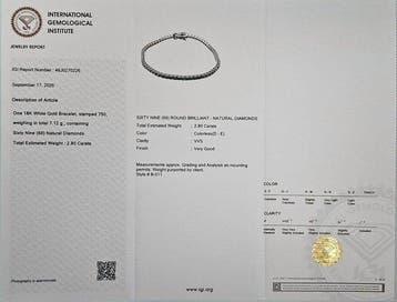 Tennis armband - 18 karaat Witgoud - 7.22ct. tw. Diamant