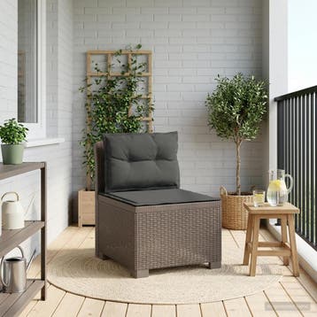 vidaXL Eén-zits Tuin Sofa met Kussens Rieten Look PP, Verzenden