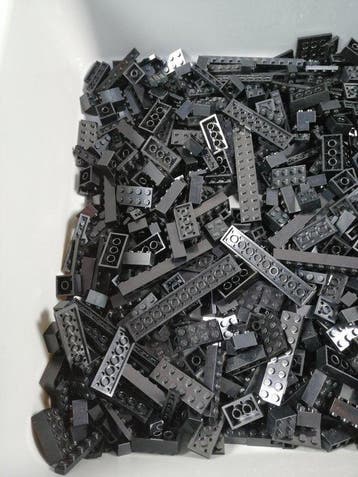 Lego - geen serie - 02 Partij van 1000 zwarte bouwstenen -