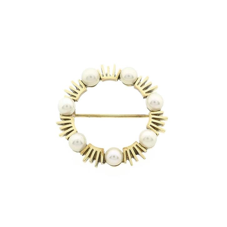 Gouden broche met parel, Bijoux, Sacs & Beauté, Broches, Enlèvement ou Envoi