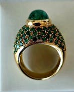 Bague - 18 carats Or jaune - 11.00ct. tw. Émeraude -