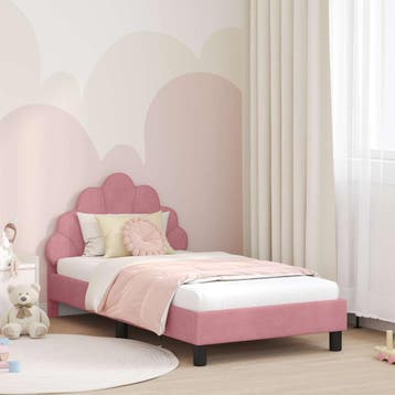 vidaXL Kinderen bedframe met hoofdboard Roze 80 x 160 cm, Huis en Inrichting, Slaapkamer | Bedden, Verzenden, Nieuw
