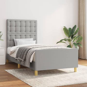 vidaXL Bedframe met hoofdbord stof lichtgrijs 80x200 cm, Verzenden, Nieuw