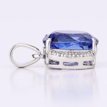 Hanger - 14 karaat Witgoud - 3.22ct. tw. Tanzaniet - Diamant