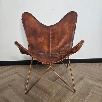 Stoel - Butterfly stoel (3107) - Leder, IJzer, Nieuw