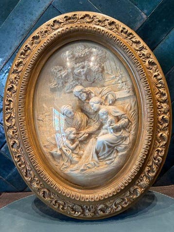 Lijst- Heilige Familie - 44 cm - Glas, Meerschuim, Gips