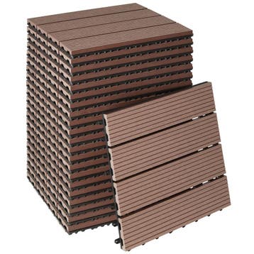 tectake Set terrastegels Tegulas, WPC in houtlook - bruin, S, Verzenden, Nieuw