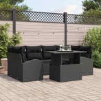 vidaXL Tuinbank Set met kussen met opslag 7 pcs Zwart Poly, Verzenden, Nieuw