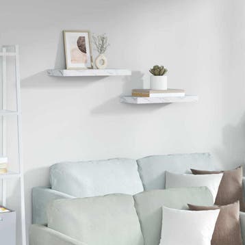 vidaXL Wandplank 2 st Wit Marmer 50 x 23,5 x 3,8 cm Bewerkt, Verzenden