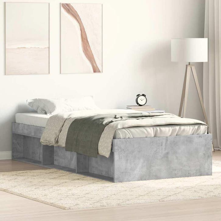 vidaXL Bedframe betongrijs 100x200 cm, Maison & Meubles, Chambre à coucher | Lits, Envoi