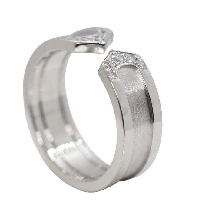 Cartier - Bague - C2 Ring - 18 carats Or blanc - pavé de, Handtassen en Accessoires, Ringen