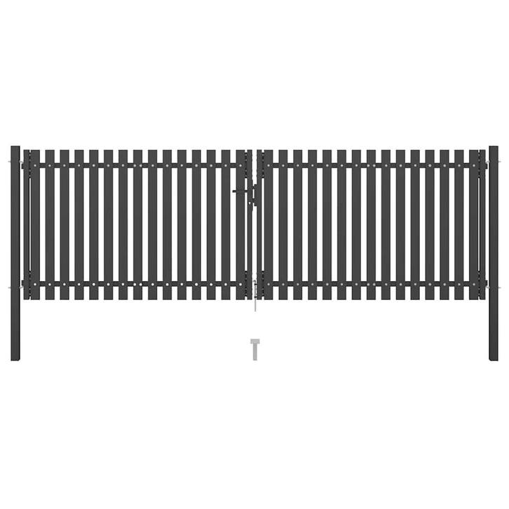 vidaXL Tuinhekpoort staal 400x100 cm antraciet, Tuin en Terras, Tuinpoorten, Nieuw, Verzenden