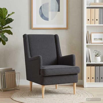 vidaXL Fauteuil Donkergrijs Bouclé, Verzenden