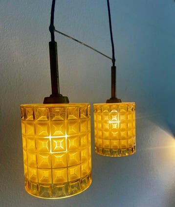 Plafonnier - Verre, Laiton, Antiquités & Art
