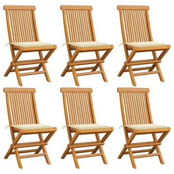 vidaXL Klapstoelen met crèmekleurige kussens, 6 stuks,, Verzenden, Nieuw