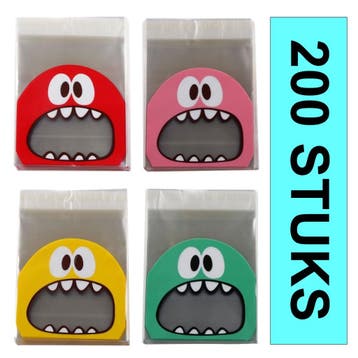 Cellofaan Zakjes met Plakstrip - 10x10 cm - Multicolor -, Verzenden