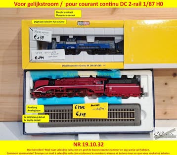 Matériel 2-rail courant continu DC locomotives, wagons rails, Ophalen of Verzenden