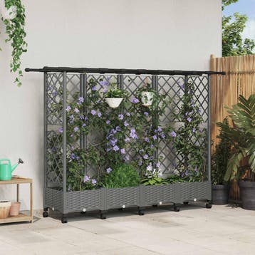 vidaXL Verhoogd Bed met Trellis en Dak Lichtgrijs 202,5 x 40, Verzenden