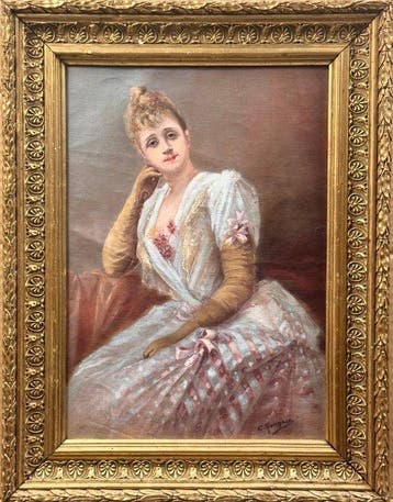 Franse school (XIX) - Ritratto di elegante dama