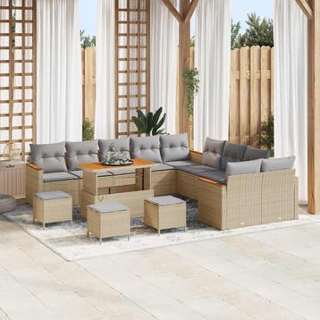 vidaXL Tuinbank Set 18 st 12-Aantal zitplaatsen Beige en, Verzenden