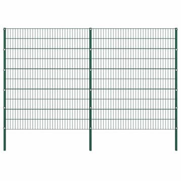 vidaXL Schuttingpaneel met palen ijzer 349x200 cm groen, Verzenden, Nieuw