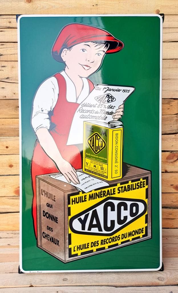 Emaille reclamebord Yacco Huile, Collections, Marques & Objets publicitaires, Envoi