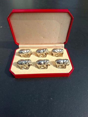 Porte couteau (6) - olifanten - Plaqué(e) argent - Support