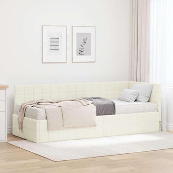 vidaXL Hoekbedframe met Matras met hoofdeinde 2 pcs Crème, Verzenden, Nieuw