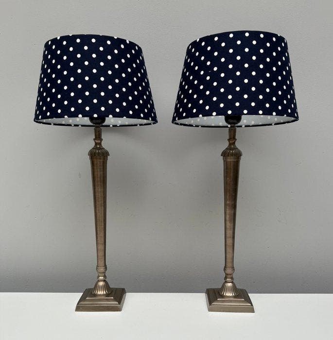 Tafellamp - Vernikkeld Messing - Twee schemerlampen, Antiek en Kunst, Curiosa en Brocante