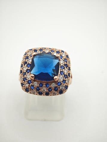 Zonder minimumprijs - Ring Zilver - 10.17ct. tw. Saffier -