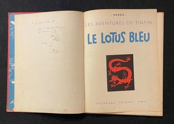 Tintin T5 - Le Lotus Bleu (B2) + dédicace - 1 Album -, Nieuw
