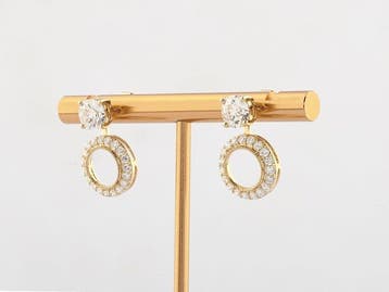 Oorbellen - 14 karaat Geel goud - 2.77ct. tw. Diamant, Nieuw