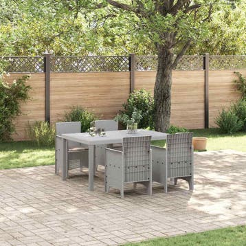 vidaXL Tuin Eettafel Set 5 st Lichtgrijs Polt riet, Verzenden, Nieuw