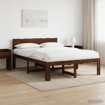 vidaXL Tweepersoonsbed met hoofdbord ROSTOCK Donkerbruin 135, Huis en Inrichting, Verzenden, Nieuw